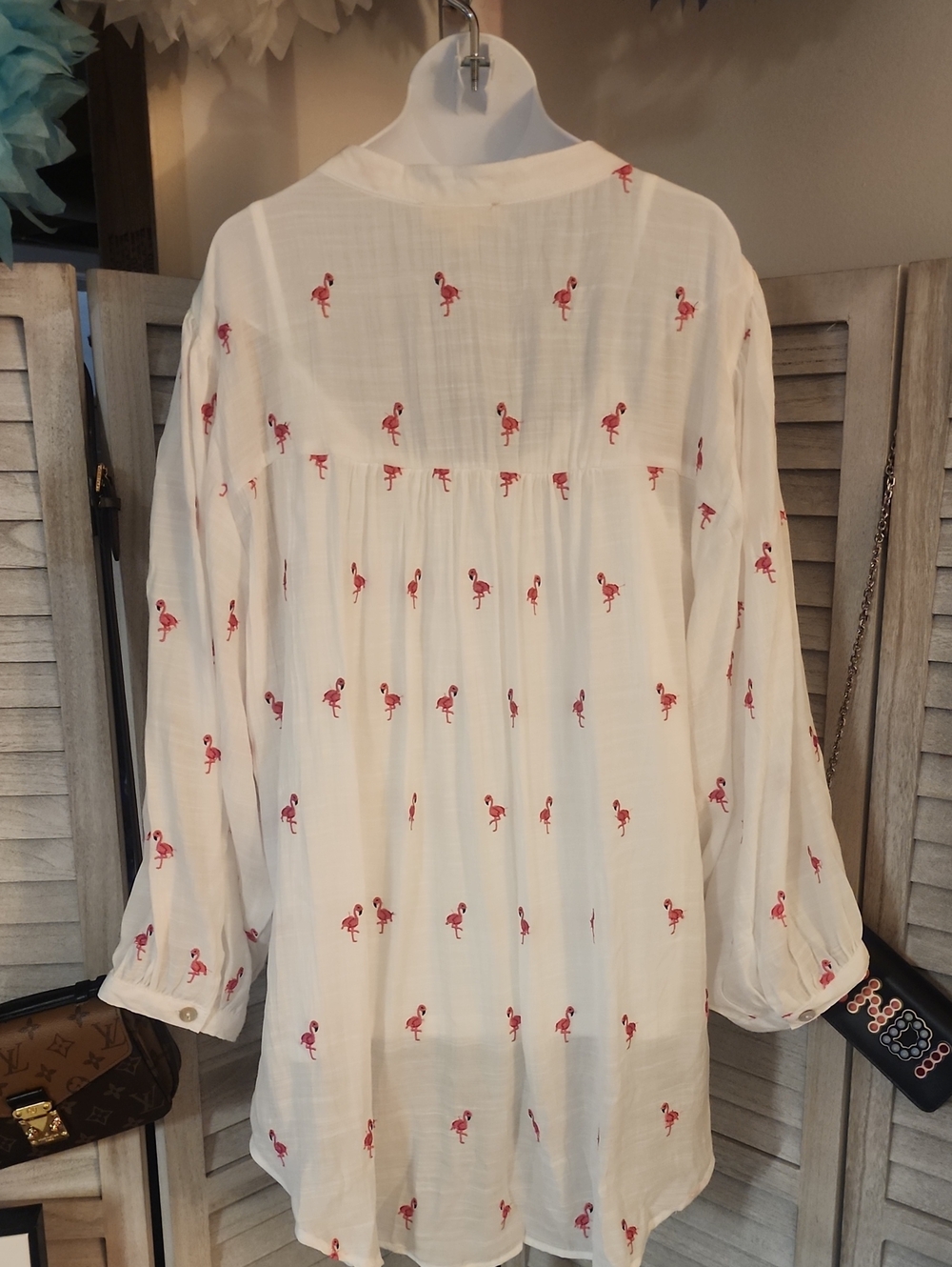 Hope Springs Brand Flamingo Embroided Blouse - Picture 7 of 8